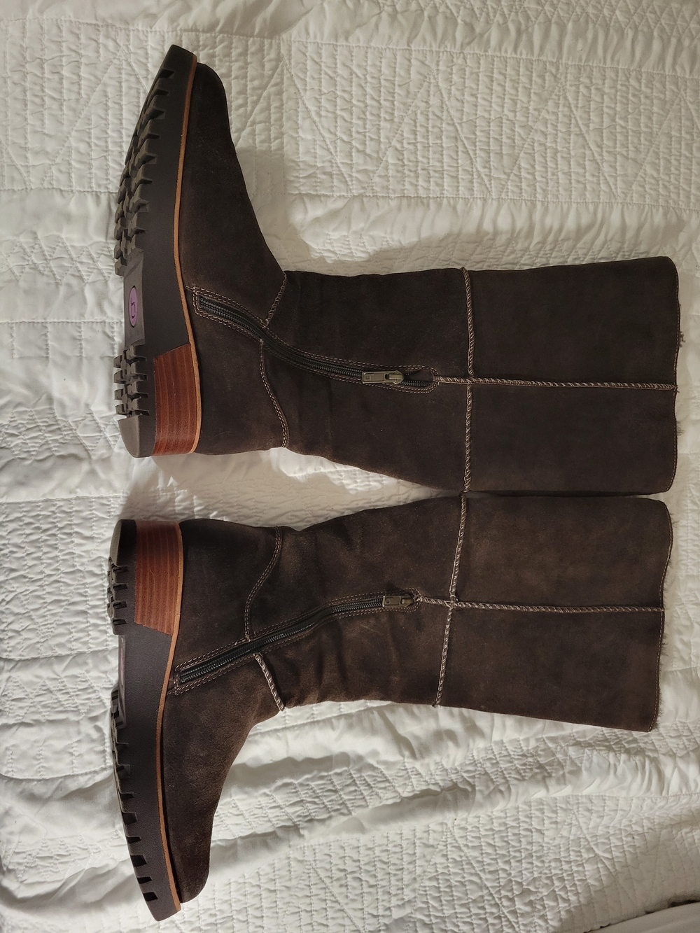 Bionica Dark Brown Suede Mid-Calf Side-Zip Boots